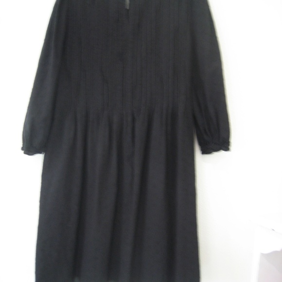 Madewell embroidered cotton pintuck babydoll puff sleeve dress black xs euc - Picture 3 of 6